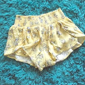 Yellow Floral Shorts